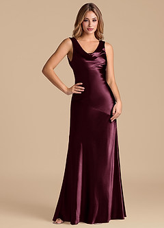 Azazie Rylina Bridesmaid Dresses Cabernet Mermaid Metallic Satin Dress image3