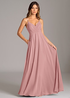 Azazie Amani Bridesmaid Dresses Dusty Rose A-Line Pleated Chiffon Dress image6