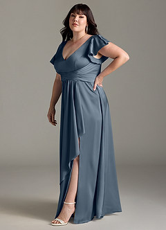 Azazie Omari Brautjungfernkleider A-Linie Stretch-Satin Kleid Zwielichtviolett image11