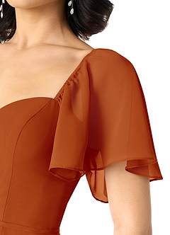 Azazie Chloe Brautjungfernkleider A-Linie Herzausschnitt Chiffon Kleid Paprika image6
