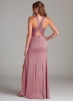 Azazie Rue Bridesmaid Dresses Vintage Mauve A-Line Pleated Stretch Satin Dress image7