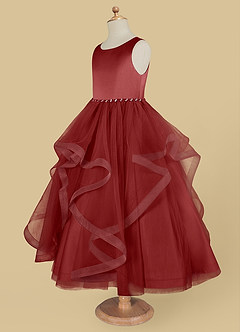 Azazie Sofia Flower Girl Dresses Rust A-Line Beaded Tulle Dress image7
