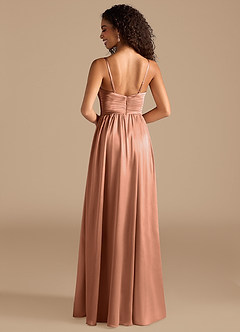 Azazie Alia Vestidos de madrinha de casamento Vestir Bronzeador de Cetim Metálico de Linha A com Plissado image4