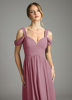 Azazie Lianne Bridesmaid Dresses Vintage Mauve A-Line Off the Shoulder Chiffon Dress image3