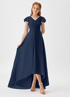 Azazie Breanne Junior Dark Navy A-Line Chiffon Dress image2
