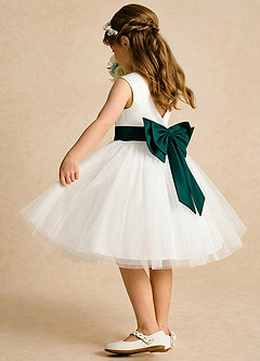 Azazie Sosie Flower Girl Dresses Ivory Pine A-Line Pleated Tulle Dress image4