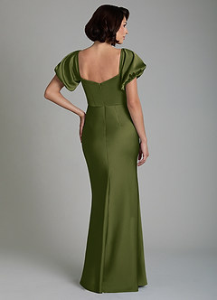 Azazie Lea Bridesmaid Dresses Bright Olive Mermaid Off the Shoulder Stretch Satin Convertible Dress image2