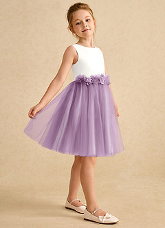 Azazie Louisa Flower Girl Dresses Ivory Wisteria A-Line Sleeveless Tulle Dress image5
