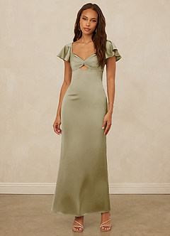 Christian Siriano Bridal for Azazie 1005 Bridesmaid Dresses Moss Green Sheath Sweetheart Neckline Stretch Satin Dress image4