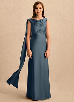 Azazie Sanah Girls Formal Flower Girl Klänningar Klänning A-Line i Stretch Satin Plisserad image4