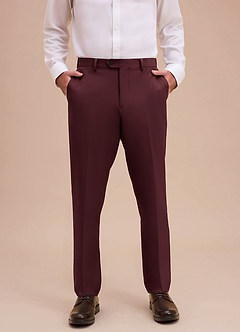front Ethan Cabernet Refined Weave Dress Pants