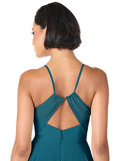 Azazie Avelina Bridesmaid Dresses Ink Blue A-Line V-Neck Pleated Chiffon Dress image5