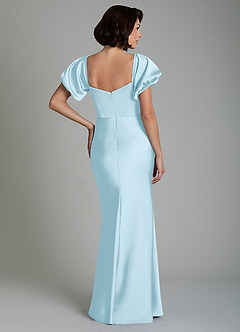 Azazie Lea Brudtärnklänningar Klänning av Sjöjungfru i Stretch Satin Off the shoulder Himmelsblå Konvertibel image2