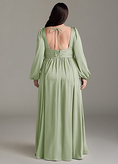 Azazie Norah Robes de demoiselle d'honneur Robe Trapèze en Satin extensible Vert Sauge image8