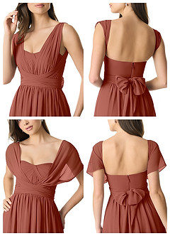 Azazie Olani Bridesmaid Dresses Auburn A-Line Off the Shoulder Chiffon Convertible Dress image9