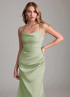 Azazie Lucille Bridesmaid Dresses Dusty Sage Mermaid Strapless Stretch Satin Convertible Dress image5