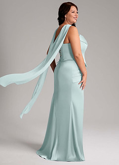 Azazie Sorrel Bridesmaid Dresses Mist Mermaid Strapless Stretch Satin Convertible Dress image11