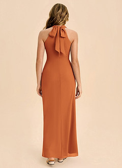 Azazie Doretta Junior Robe Fourreau en Mousseline de soie Plissée Cannelle image2