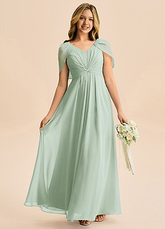 Azazie Emma Junior Klä av A-Line i Chiffong Plisserad image1