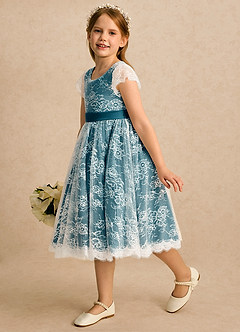 Azazie Maisie Flower Girl Klänningar Klänning A-linje i Spets image6