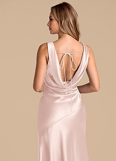 Azazie Rylina 신부 들러리 드레스 인어 메탈릭 새틴 바닥 길이 드레스 image2