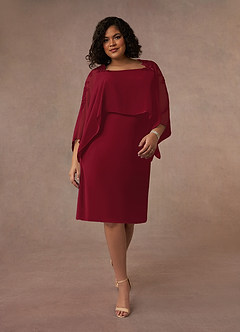 Azazie Maryam Mother of the Bride Dresses Burgundy Sheath Lace Chiffon Dress image7