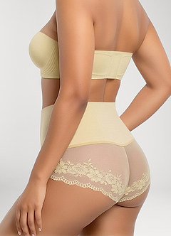 front Braguitas de talle alto con panel de encaje para control de abdomen