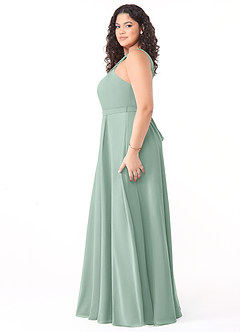Azazie Dixie Bridesmaid Dresses Agave A-Line Halter Pleated Chiffon Dress image8