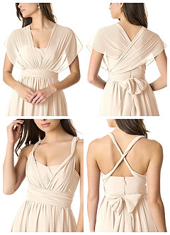 Azazie Olani Bridesmaid Dresses White Alabaster A-Line Off the Shoulder Chiffon Convertible Dress image6