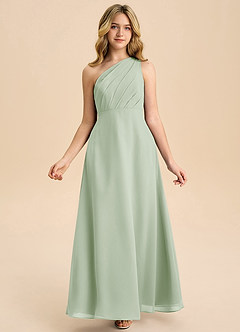 Azazie Phaedra Junior Dusty Sage A-Line Pleated Chiffon Dress image7