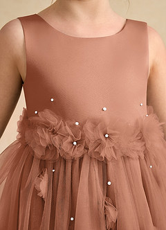 Azazie Lux Flower Girl Dresses Bronzer A-Line Beaded Tulle Dress image7