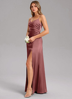 Azazie Azuree Brautjungfernkleider A-Linie Plissee Stretch-Satin Kleid Amethyst image4