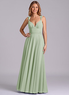 Azazie Darana Final Sale Dusty Sage A-Line Corset Chiffon Dress image6