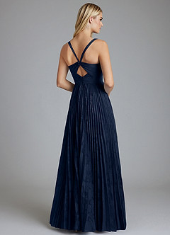 Azazie Mirella Final Sale Dusty Blue A-Line Pleated Floral Burnout Dress image3