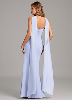 Azazie Kinsley 신부 들러리 드레스 인어 주름진 쉬폰 바닥 길이 드레스 image2