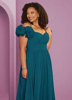 Barbie ♥ Azazie Bridesmaid Dresses Ink Blue A-Line Off the Shoulder Chiffon Convertible Dress image13