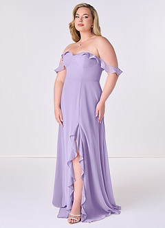 Barbie ♥ Azazie Bridesmaid Dresses Lilac A-Line Off the Shoulder Chiffon Convertible Dress image9