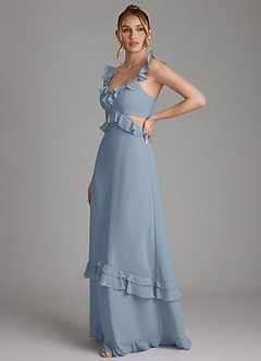 Azazie Malaya Bridesmaid Dresses Dusty Blue A-Line Corset Chiffon Dress image5