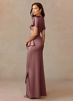Azazie Robins Mother of the Bride Dresses Vintage Mauve A-Line Pleated Stretch Satin Dress image2