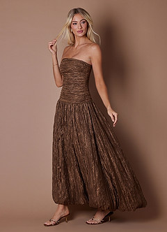 Maxi jurk Mel Metaalbruin image7