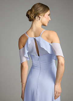 Azazie Dakota Vestidos de damas de honor Vestido de Hielo de Gasa de Corte en A con Cuello en V plisado image6