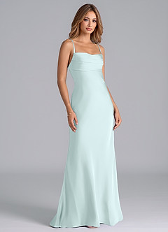 Azazie Seema Bridesmaid Dresses Sea Glass Mermaid Corset Stretch Satin Dress image1