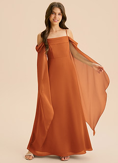 Azazie Moana Junior Klä av A-Line i Chiffong Plisserad image4