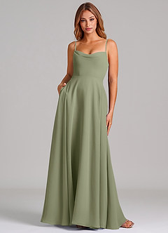 Azazie Elle Bridesmaid Dresses Pistachio A-Line Pleated Chiffon Dress image1