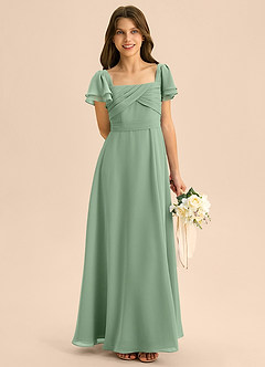 Azazie Azey Junior Robe Trapèze en Mousseline de soie Rayé Matcha image1