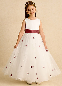 Azazie Cricket vestidos de niña de las flores Vestido de Marfil Óxido de Satin Mate de Princesa con Plisado image4