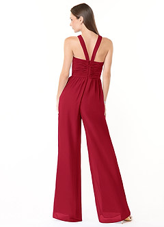 Azazie Berdie Bridesmaid Dresses Scarlet Halter Chiffon Jumpsuit image2