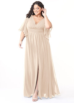 Azazie Temeka Bridesmaid Dresses White Alabaster A-Line Ruched Chiffon Dress image7