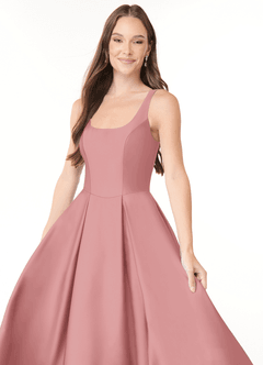 Azazie Neve Bridesmaid Dresses Dusty Rose Ball-Gown with Pockets Stretch Satin Dress image5