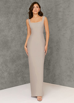 Azazie Flori Bridesmaid Dresses Frost Sheath Square Neckline Chiffon Dress image1